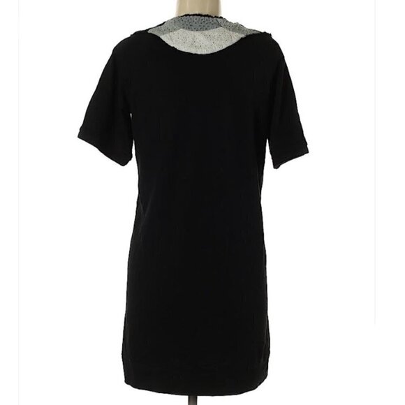 Lucca Short Sleeve Neckline Pattern Black Pullover Shift Dress Size Medium - Picture 2 of 5